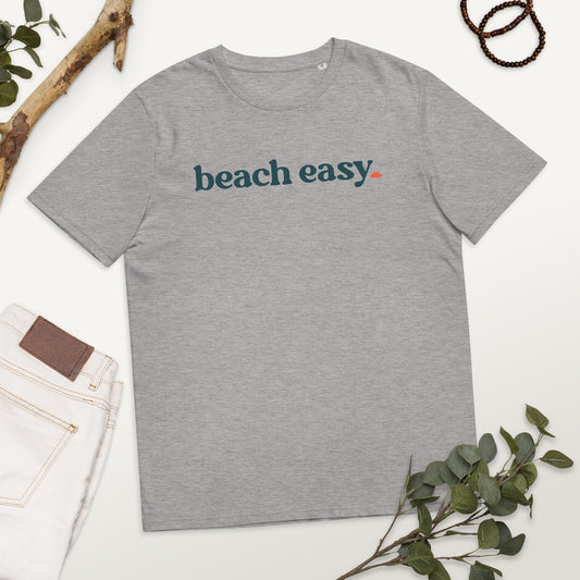 Beach Easy Blue Unisex organic cotton t-shirt